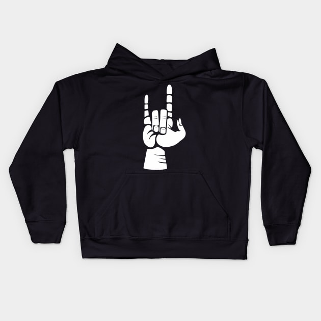 Rock And Roll Hand Sign Kids Hoodie by Ramateeshop